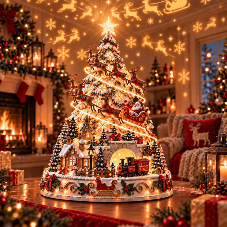 Christmas Village Projection Tree Lamp