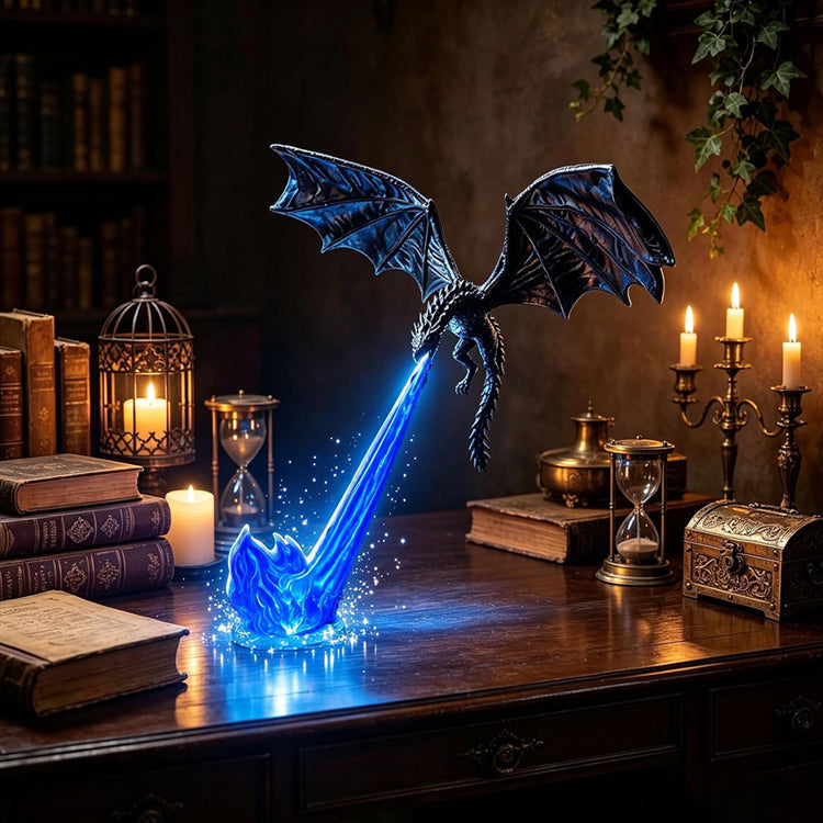 3D Dragon Fire Bookshelf Light – Flying Fantasy Nook Decor