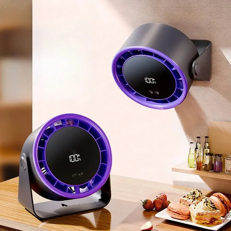 Rechargeable 100-Speed Brushless Turbo Desk Fan with Long Battery Life
