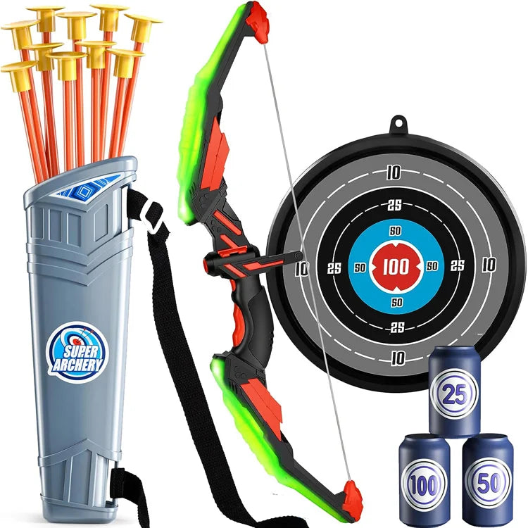 LED Light-Up Kids Bow & Arrow Target Set