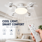 Remote Control Ceiling Fan Light – Dimmable 3-Color LED Fan Lamp