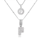 14K Diamond Letter Initial Necklaces Set (2-Piece)