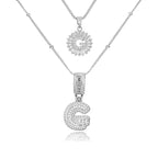 14K Diamond Letter Initial Necklaces Set (2-Piece)