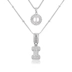 14K Diamond Letter Initial Necklaces Set (2-Piece)