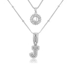 14K Diamond Letter Initial Necklaces Set (2-Piece)