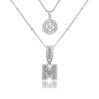 14K Diamond Letter Initial Necklaces Set (2-Piece)