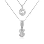 14K Diamond Letter Initial Necklaces Set (2-Piece)