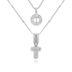 14K Diamond Letter Initial Necklaces Set (2-Piece)