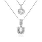 14K Diamond Letter Initial Necklaces Set (2-Piece)