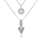 14K Diamond Letter Initial Necklaces Set (2-Piece)
