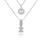 14K Diamond Letter Initial Necklaces Set (2-Piece)